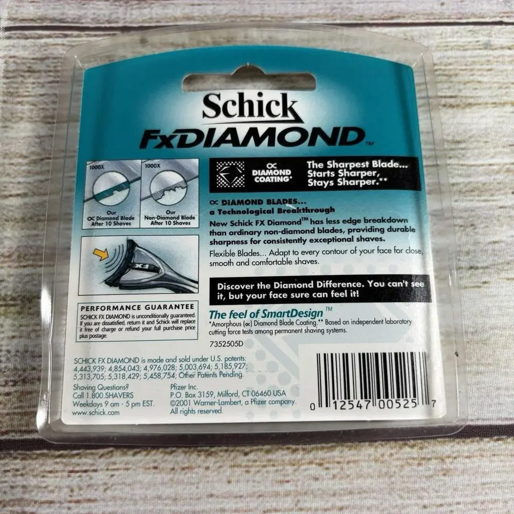 Schick FxDiamond 5 Pack Refill Blades 2001 NOS New